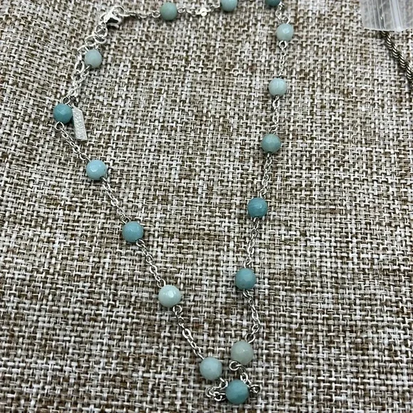 Vintage Napier Silver Tone Necklace with Aqua Blue Stones 14"-16" - Picture 9 of 10